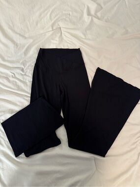 Aerie Criss Cross Waist Women's Black Stretch Flare Pants with High Waist